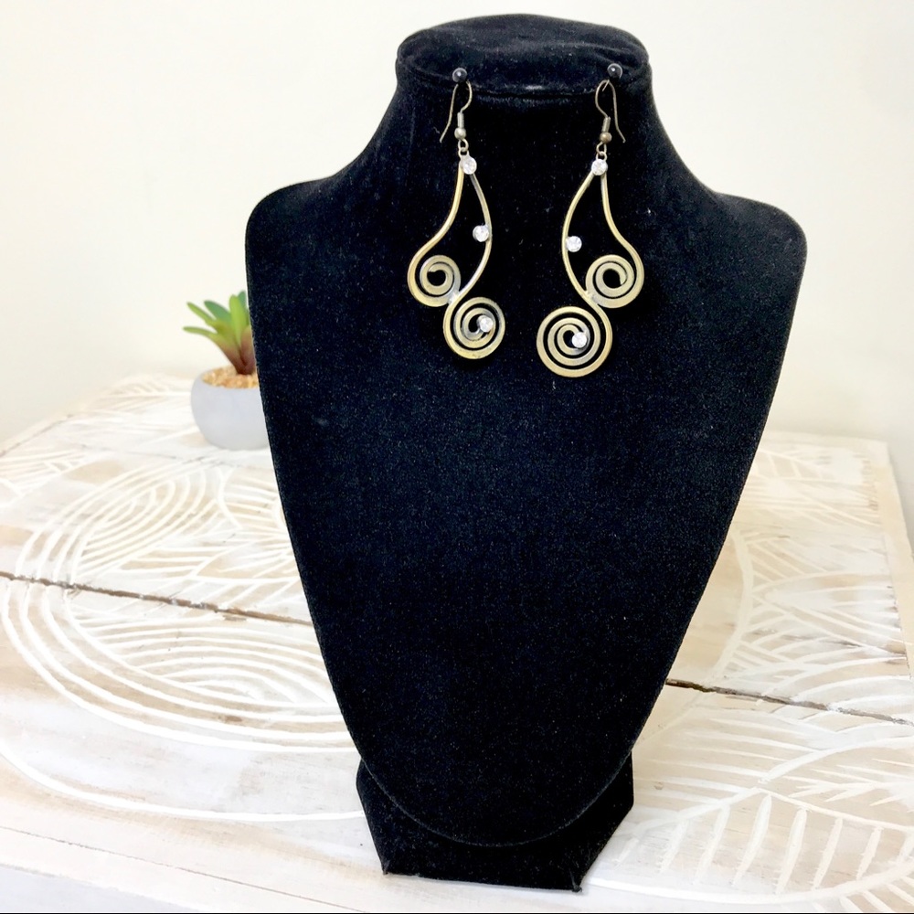 European Boho Chic Bronze Golden Stone Earrings